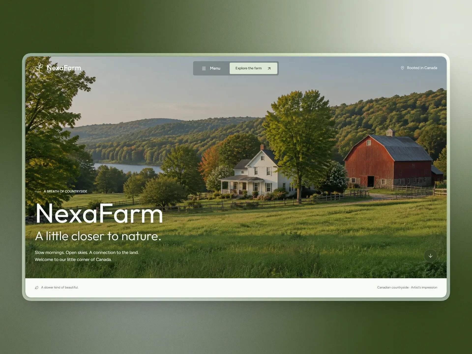 NexaFarm — Landing page, Web design, Visual storytelling project presentation